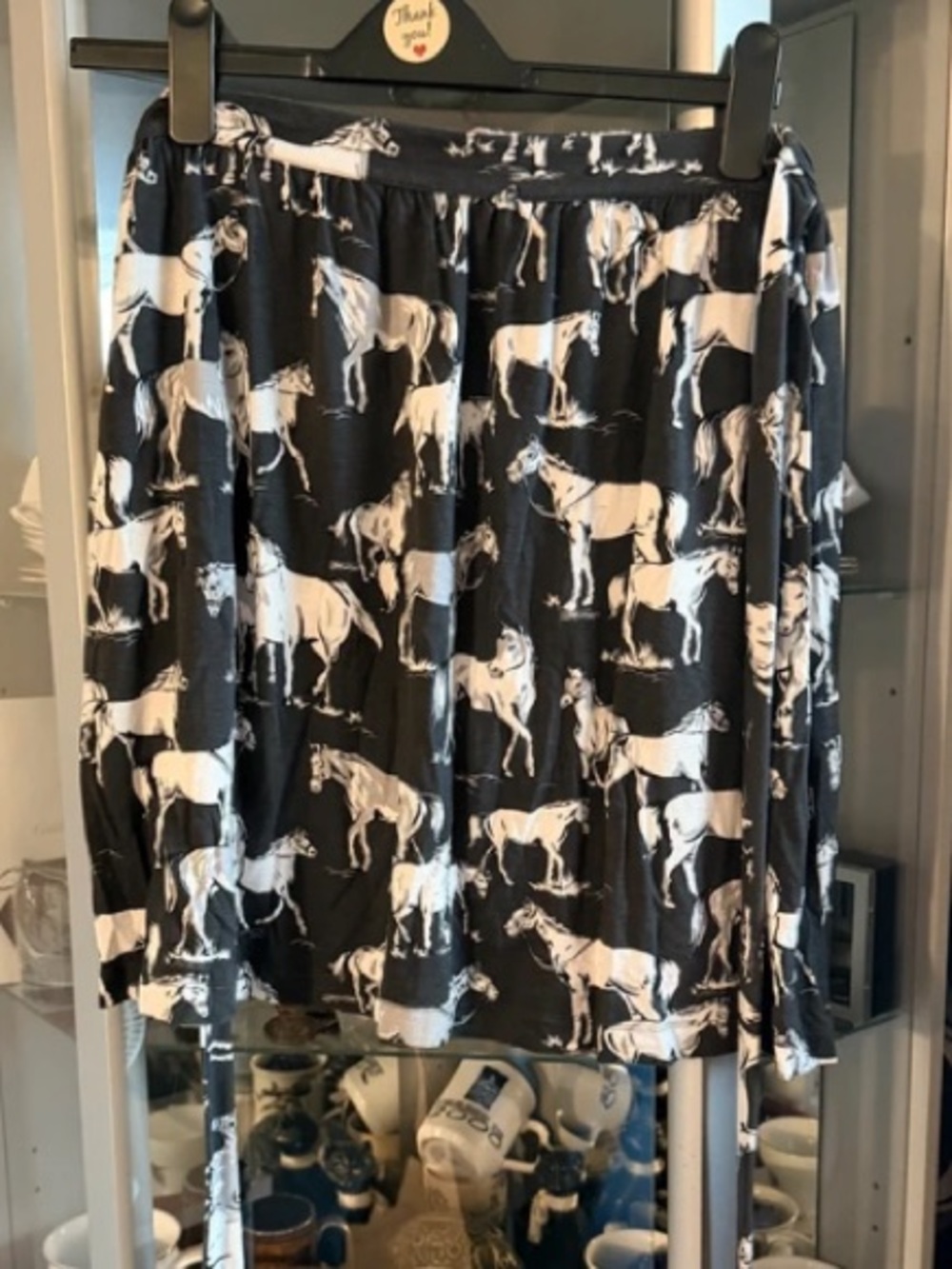 Cath Kidston Black & White Horse Print Midi Skirt